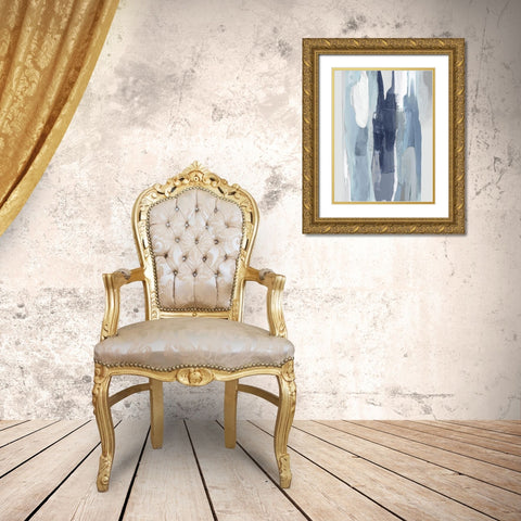 Converge Blue III Gold Ornate Wood Framed Art Print with Double Matting by Hanson, Jackie