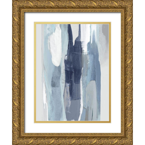 Converge Blue III Gold Ornate Wood Framed Art Print with Double Matting by Hanson, Jackie