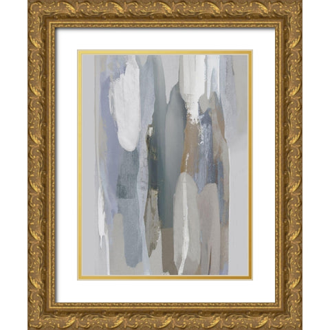 Converge Gray I Gold Ornate Wood Framed Art Print with Double Matting by Hanson, Jackie