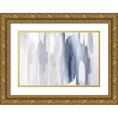 Echoes in Blue Gold Ornate Wood Framed Art Print with Double Matting by Hanson, Jackie