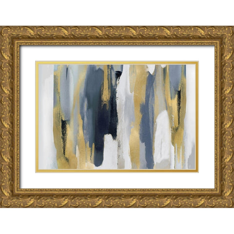Echoes in Blue and Gold I Gold Ornate Wood Framed Art Print with Double Matting by Hanson, Jackie