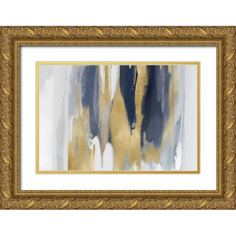 Echoes in Blue and Gold II Gold Ornate Wood Framed Art Print with Double Matting by Hanson, Jackie