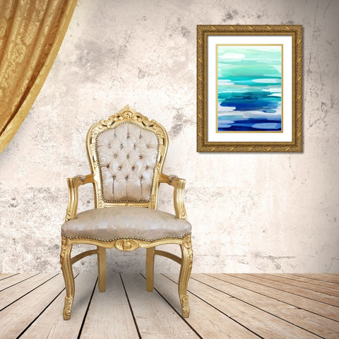 Glide in Green  Gold Ornate Wood Framed Art Print with Double Matting by Hanson, Jackie