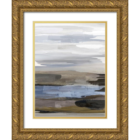 Intuition Blue and Brown Gold Ornate Wood Framed Art Print with Double Matting by Hanson, Jackie