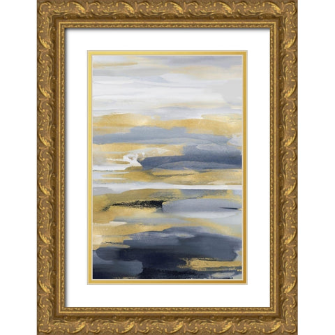 Intuition Blue and Gold II Gold Ornate Wood Framed Art Print with Double Matting by Hanson, Jackie