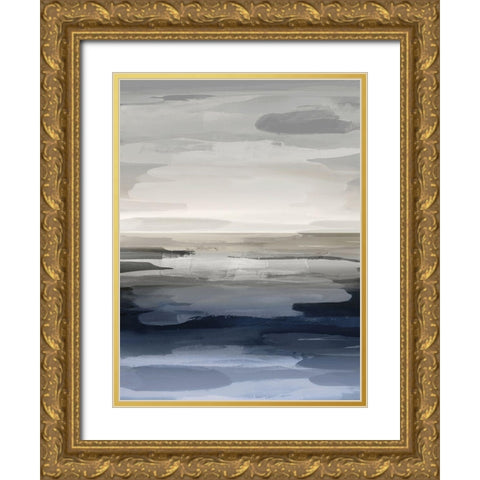 Intuition Blue and Gray Gold Ornate Wood Framed Art Print with Double Matting by Hanson, Jackie