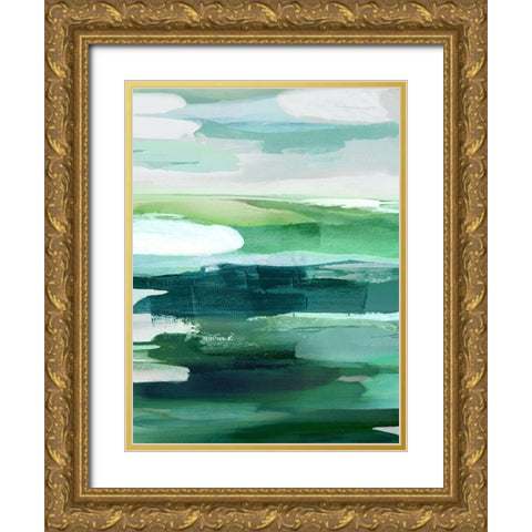 Intuition Green Gold Ornate Wood Framed Art Print with Double Matting by Hanson, Jackie