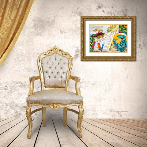 Colorasaurs Gold Ornate Wood Framed Art Print with Double Matting by Koenig, Judy