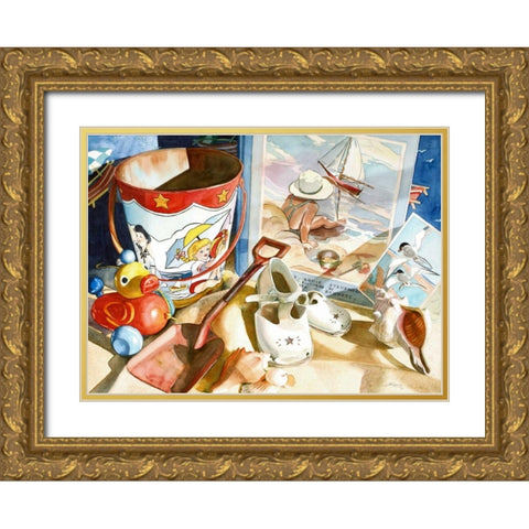 Lazy Daze Gold Ornate Wood Framed Art Print with Double Matting by Koenig, Judy