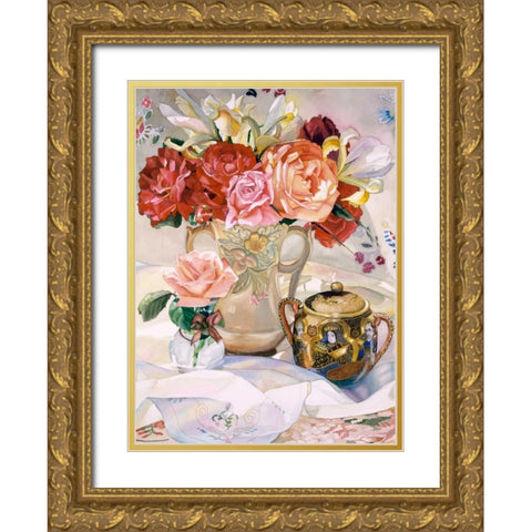 Rose Dynasty Gold Ornate Wood Framed Art Print with Double Matting by Koenig, Judy