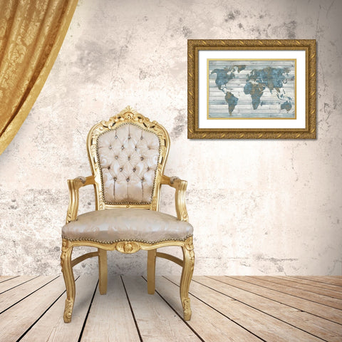 World on Wood Gold Ornate Wood Framed Art Print with Double Matting by MacDowell, Jamie