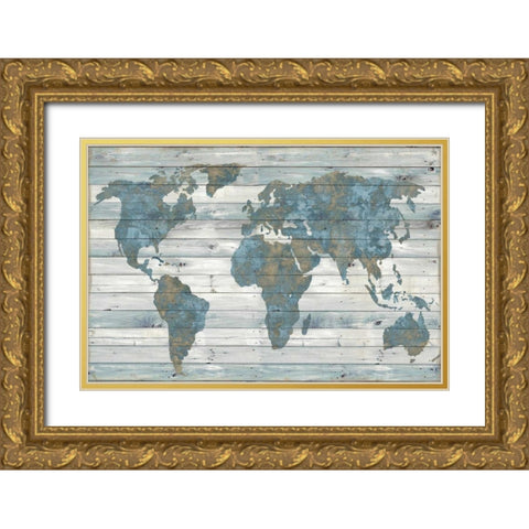 World on Wood Gold Ornate Wood Framed Art Print with Double Matting by MacDowell, Jamie