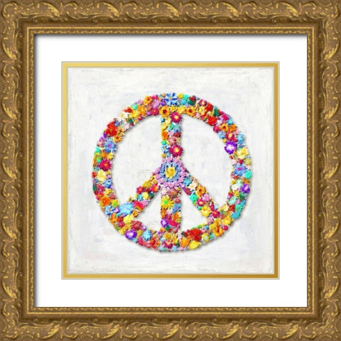 Peace Sign Gold Ornate Wood Framed Art Print with Double Matting by MacDowell, Jamie