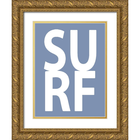 Surf Blue Gold Ornate Wood Framed Art Print with Double Matting by MacDowell, Jamie