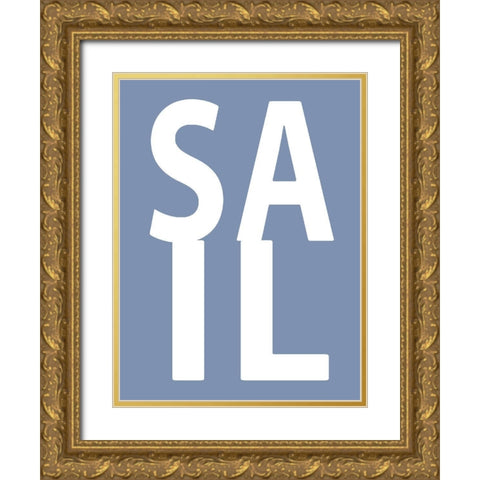 Sail Blue Gold Ornate Wood Framed Art Print with Double Matting by MacDowell, Jamie