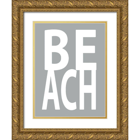 Beach Gray Gold Ornate Wood Framed Art Print with Double Matting by MacDowell, Jamie