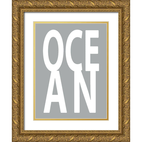 Ocean Gray Gold Ornate Wood Framed Art Print with Double Matting by MacDowell, Jamie