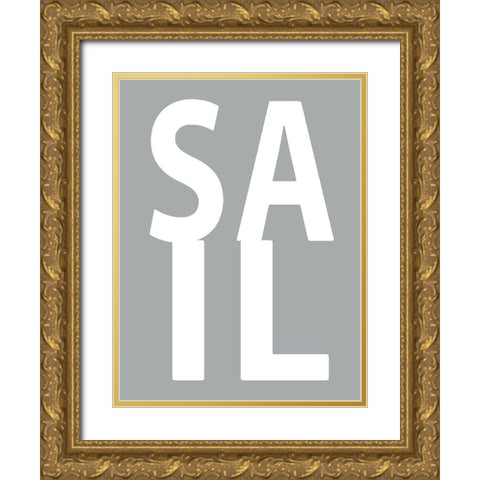 Sail Gray Gold Ornate Wood Framed Art Print with Double Matting by MacDowell, Jamie