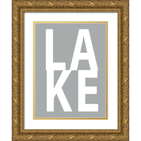 Lake Gray Gold Ornate Wood Framed Art Print with Double Matting by MacDowell, Jamie