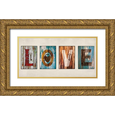 LOVE Gold Ornate Wood Framed Art Print with Double Matting by Macdowell, Janie