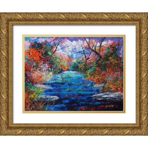 Pond Gold Ornate Wood Framed Art Print with Double Matting by Foster, Joseph Marshal