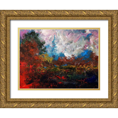 Burnt Orange Landscape Gold Ornate Wood Framed Art Print with Double Matting by Foster, Joseph Marshal