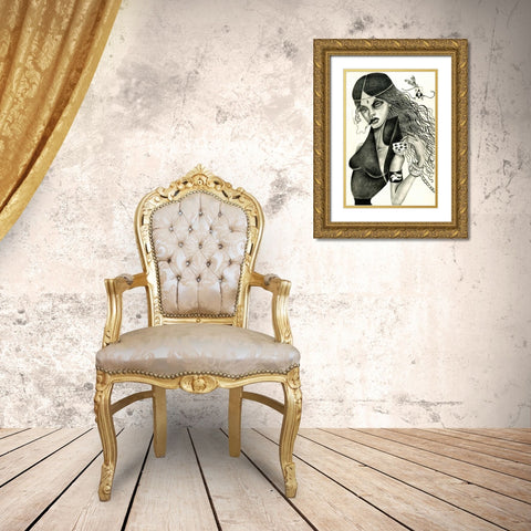 Cassandra II (Drawing) Gold Ornate Wood Framed Art Print with Double Matting by Goddess, Jami