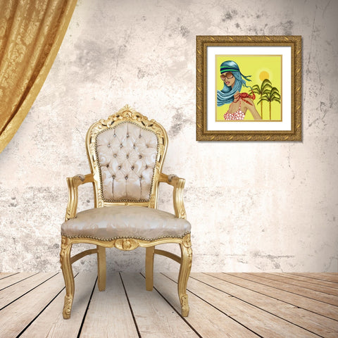 Crab Gold Ornate Wood Framed Art Print with Double Matting by Goddess, Jami