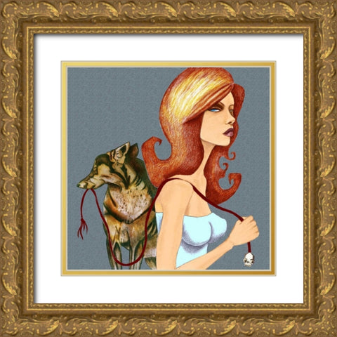 Dog Gold Ornate Wood Framed Art Print with Double Matting by Goddess, Jami