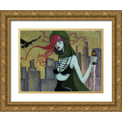 Jane at Night Gold Ornate Wood Framed Art Print with Double Matting by Goddess, Jami