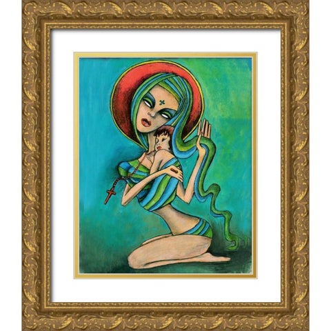 Mother and Daughter Gold Ornate Wood Framed Art Print with Double Matting by Goddess, Jami