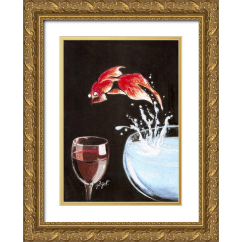 Heureux comme un poisson Gold Ornate Wood Framed Art Print with Double Matting by Got, Jean-Pierre