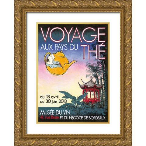 Voyage aux pays des thes Gold Ornate Wood Framed Art Print with Double Matting by Got, Jean-Pierre