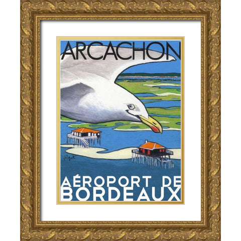 Arcachon aÃ©roport de Bordeaux Gold Ornate Wood Framed Art Print with Double Matting by Got, Jean Pierre
