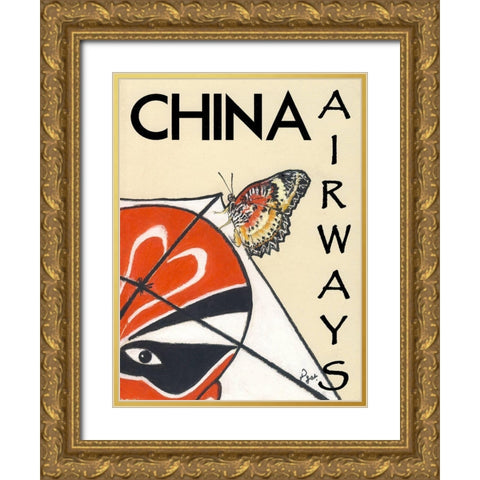 China Airways Gold Ornate Wood Framed Art Print with Double Matting by Got, Jean Pierre