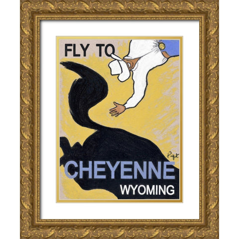 Fly to Cheyenne Wyoming Gold Ornate Wood Framed Art Print with Double Matting by Got, Jean Pierre