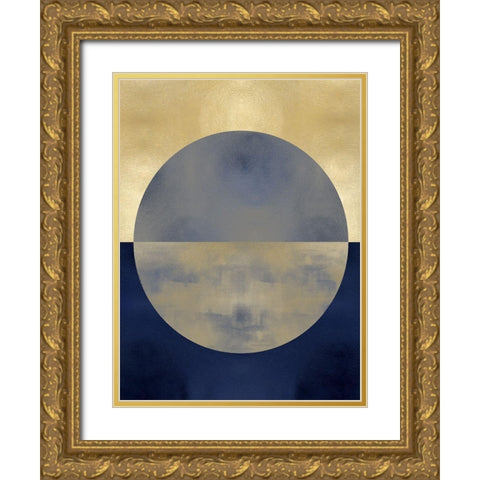 Blue Sphere II Gold Ornate Wood Framed Art Print with Double Matting by Thompson, Justin