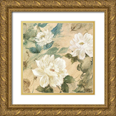 White Flowers II Gold Ornate Wood Framed Art Print with Double Matting by Wilcox, Jil