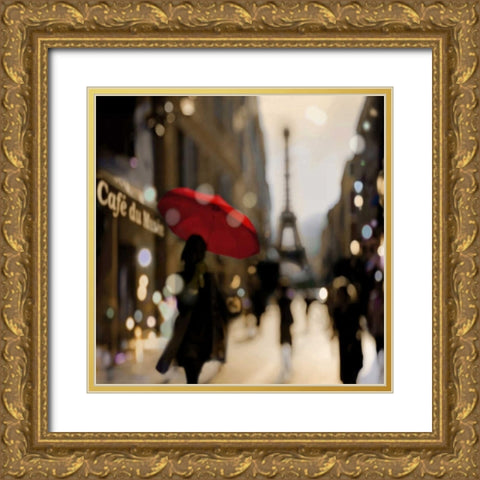 A Paris Stroll Gold Ornate Wood Framed Art Print with Double Matting by Carrigan, Kate