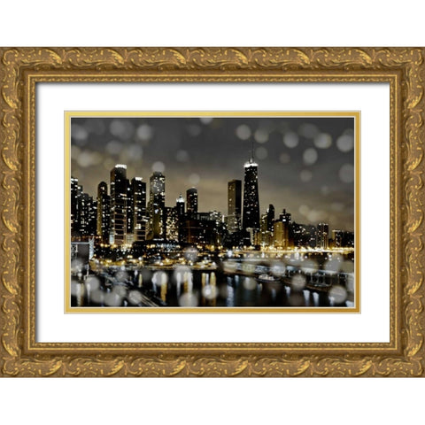 Chicago Nights II Gold Ornate Wood Framed Art Print with Double Matting by Carrigan, Kate