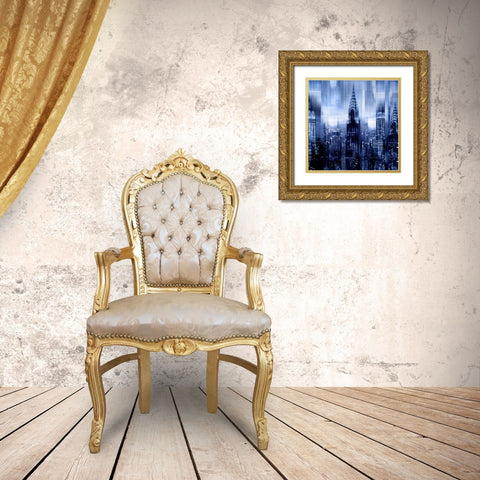 NYC - Reflections in Blue I Gold Ornate Wood Framed Art Print with Double Matting by Carrigan, Kate
