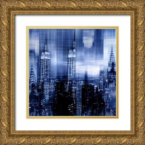 NYC - Reflections in Blue II Gold Ornate Wood Framed Art Print with Double Matting by Carrigan, Kate