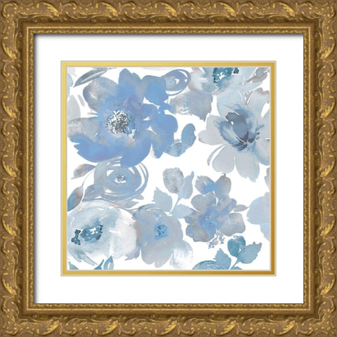 Springtime Blue and Silver I Gold Ornate Wood Framed Art Print with Double Matting by Morris, Kelsey