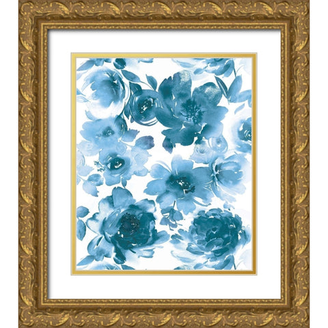Springtime Blue I Gold Ornate Wood Framed Art Print with Double Matting by Morris, Kelsey