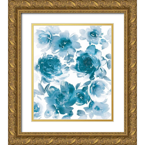 Springtime Blue II Gold Ornate Wood Framed Art Print with Double Matting by Morris, Kelsey