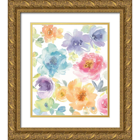 Springtime Floral I Gold Ornate Wood Framed Art Print with Double Matting by Morris, Kelsey