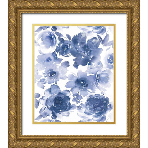 Springtime Indigo I Gold Ornate Wood Framed Art Print with Double Matting by Morris, Kelsey