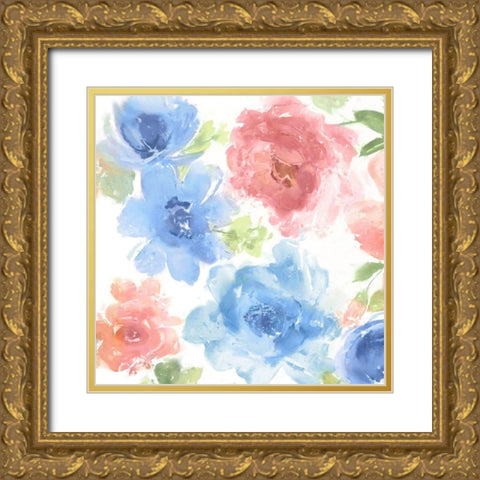 Springtime Pink and Blue I Gold Ornate Wood Framed Art Print with Double Matting by Morris, Kelsey