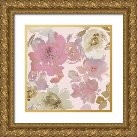 Springtime Pink I Gold Ornate Wood Framed Art Print with Double Matting by Morris, Kelsey