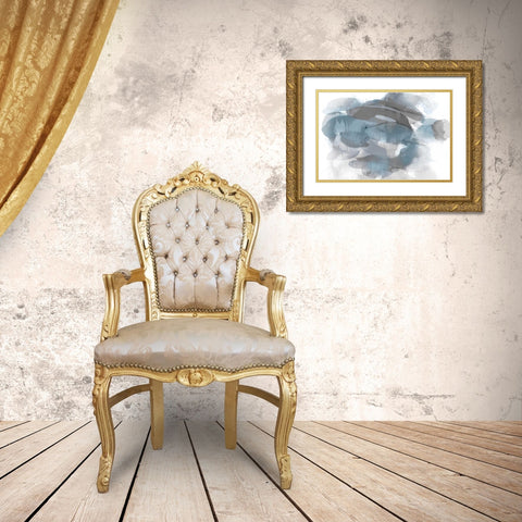 Aqua Flow I Gold Ornate Wood Framed Art Print with Double Matting by Jett, Kristina